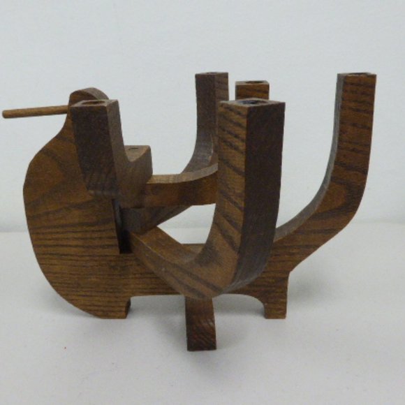 Danish Mid Century wooden candle holder collapsible teak moveable bird - Picture 3 of 8